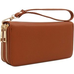 Double zipper wristlet wallet